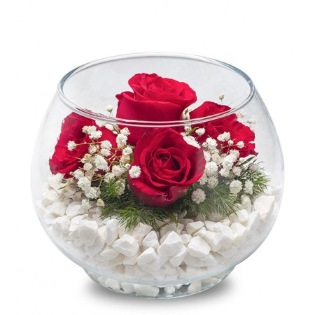 Cam Vazoda Taşlı Güller